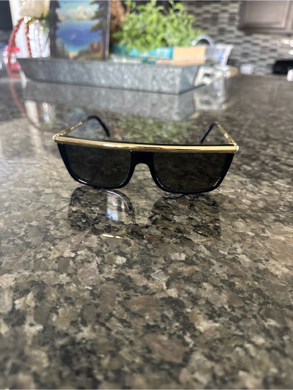 Le Specs Black and Gold Shield Sunglasses - Men Accessories